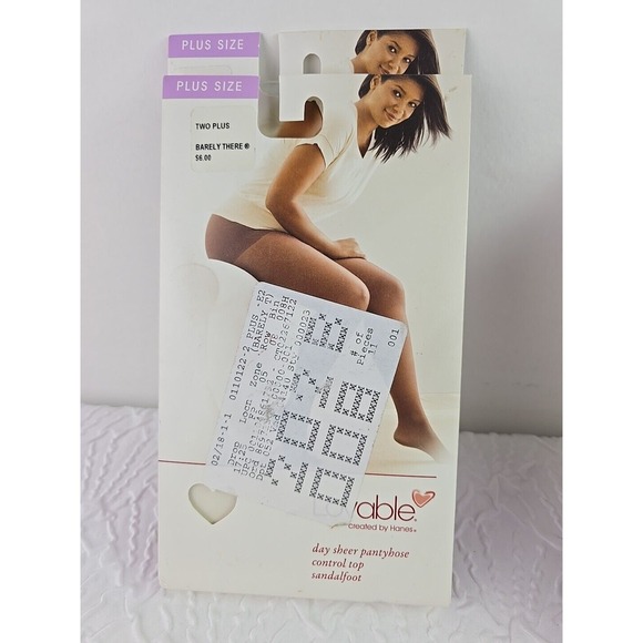 Hanes Lovable Day Sheer Control Top Pantyhose Sandalfoot Barely There Two Plus - Picture 3 of 6
